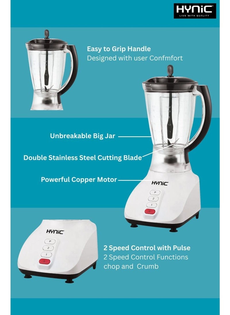 Hynic 400W Juicer & Professional Blender with Unbreakable 1.5L Jar, Double Stainless Steel Blades, 2-Speed Control & Pulse – 3-Year Warranty - Image 3